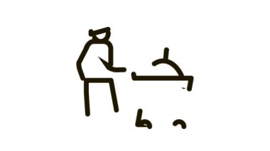 Alışveriş arabasında çantası olan evsiz. Simge Canlandırması