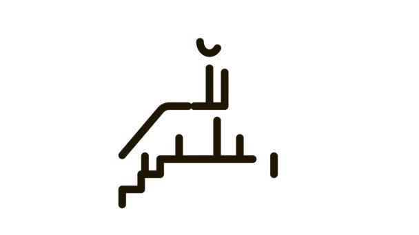Hombre en la escalera Icono Animación — Vídeo de stock