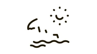 Palmiye ağaçları ve güneş simgesi animasyonu olan ada