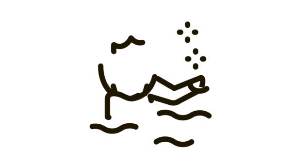 Vrouw zwemmer pictogram schets illustratie — Stockvideo