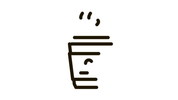 Varm kaffe ikonen Animation — Stockvideo