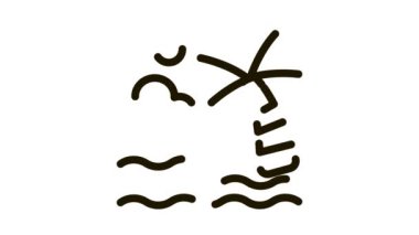 Palmiye Simgesi Canlandırması ile Okyanus Görünümü