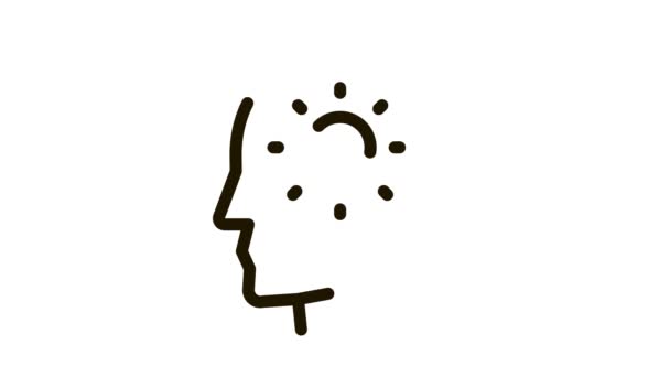 Shining Sun In Man Silhouette Mind Icon Animation — Stock Video