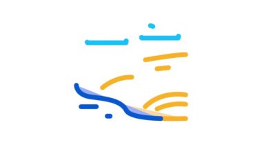 Tepeli nehir manzarası Simge Canlandırması