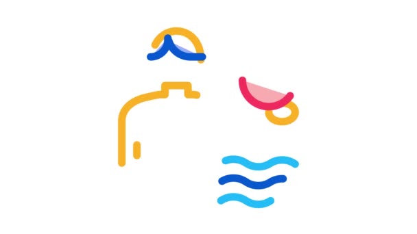 Hombre y voleibol bola de agua icono esquema ilustración — Vídeo de stock