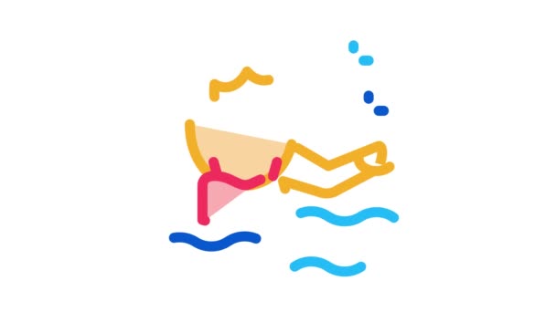 Vrouw zwemmer pictogram schets illustratie — Stockvideo