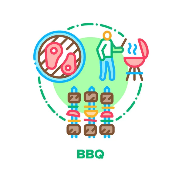 Bbq Picnic Food Vector Konzept Farbillustration — Stockvektor