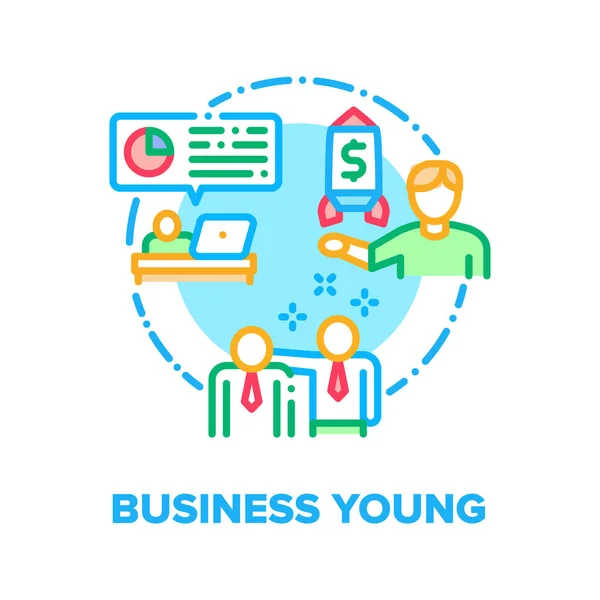 Biznes młody wektor koncepcja kolor ilustracja — Wektor stockowy