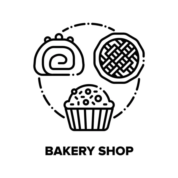 Bakery Shop Vector Conceito Ilustrações Pretas — Vetor de Stock