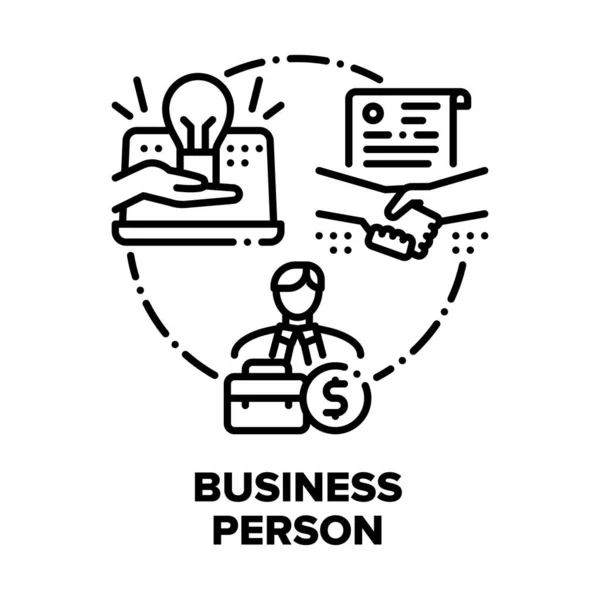Business Person Vector Concept Czarne ilustracje — Wektor stockowy