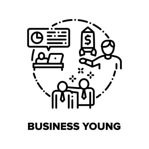 Business Young Vector Concept Black｜イラスト-絵文字デックス — ストックベクタ
