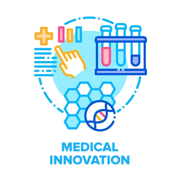 เทคโนโลยีนวัตกรรมการแพทย์ เวกเตอร์ คอนเซ็ปต์ สีแบน — ภาพเวกเตอร์สต็อก