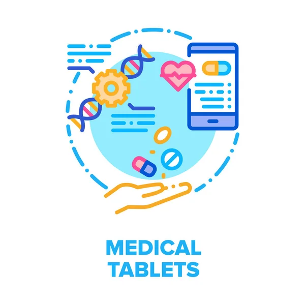 Tablets médicos Vector Conceito Cor Ilustração plana —  Vetores de Stock