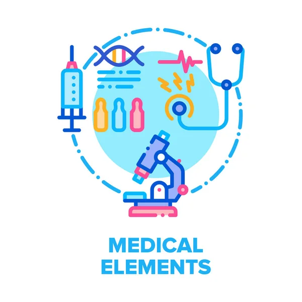 Elementos médicos Vector Concepto Color Ilustración plana — Vector de stock