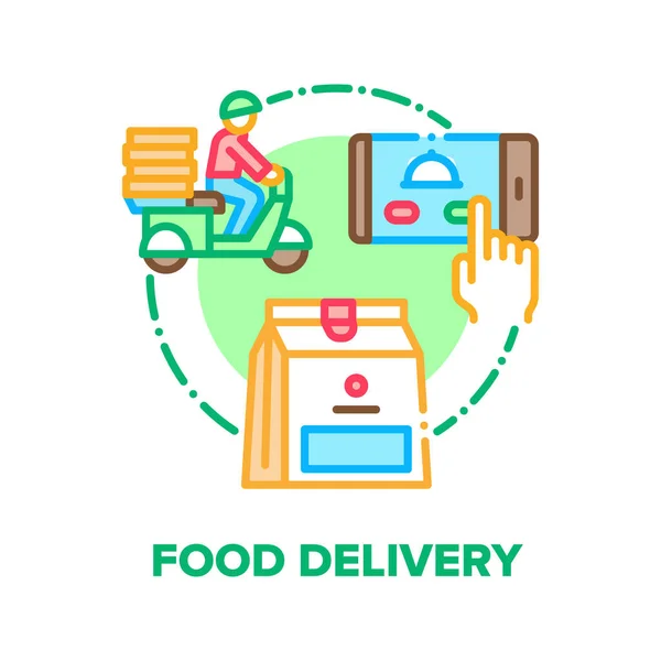 Conceito de vetor de entrega de alimentos ilustração de cor plana — Vetor de Stock