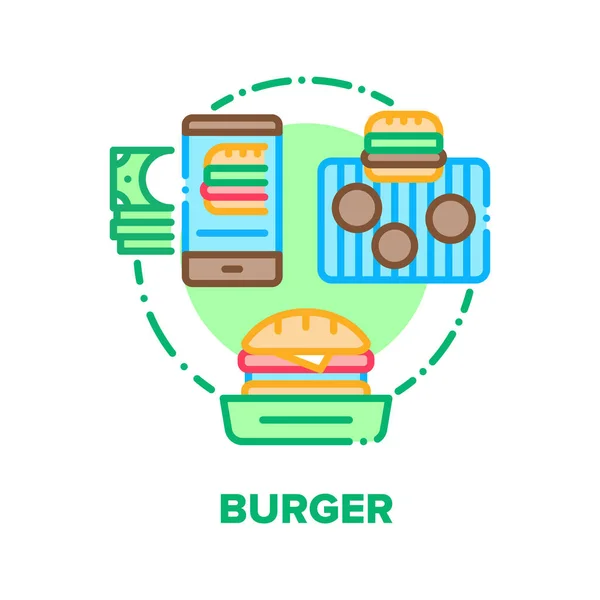 汉堡食物载体概念色彩图解单位 — 图库矢量图片