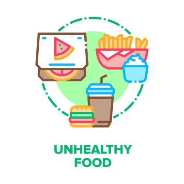 Sağlıksız Gıda Vektörü Renk Çizimi Dairesi