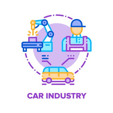 Otomobil Endüstrisi Vektörü Renk Çizimi Dairesi