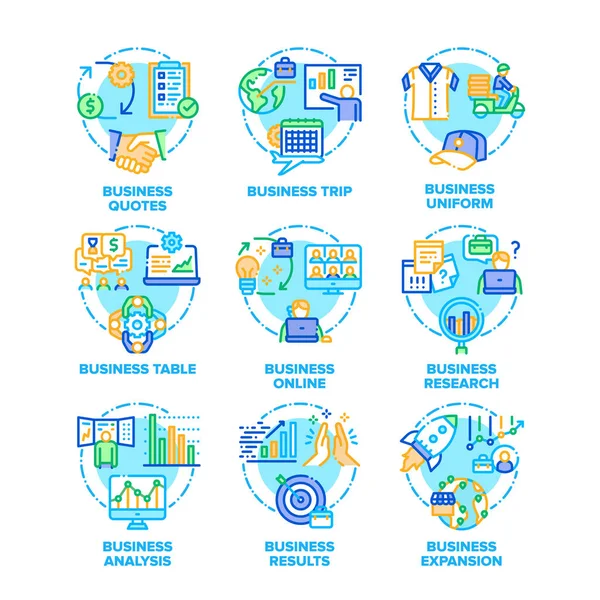 Plano de Negócios Set ícones Vector Ilustrações de cores — Vetor de Stock