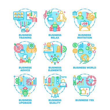 İş Dünyası Simge Vektör Resimlerini Ayarladı