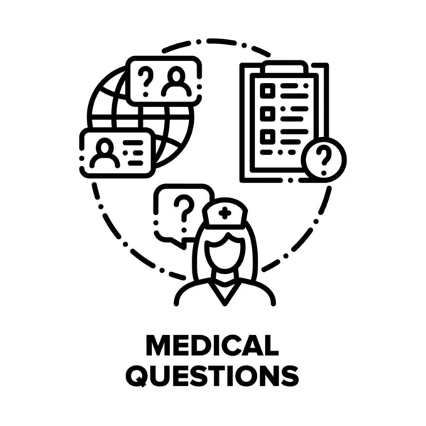 Questions et réponses médicales Concept vectoriel Illustrations noires — Image vectorielle