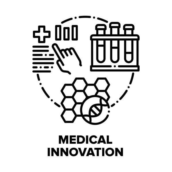 เทคโนโลยีนวัตกรรมการแพทย์ แนวคิดเวกเตอร์ ภาพประกอบสีดํา — ภาพเวกเตอร์สต็อก