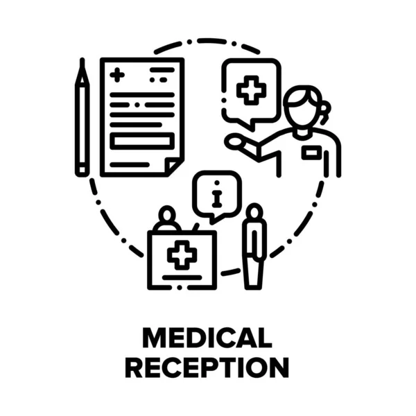 Réception médicale à l'hôpital Concept vectoriel Illustrations noires — Image vectorielle