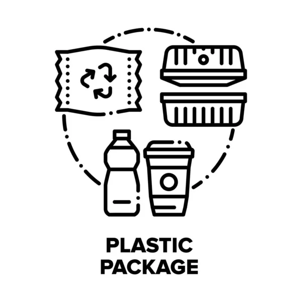 Paquete de plástico Vector Concept Black Illustrations — Vector de stock