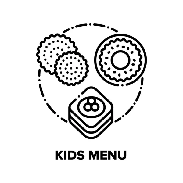 Kinder Menü Cafe Vektorkonzept Schwarze Illustrationen — Stockvektor