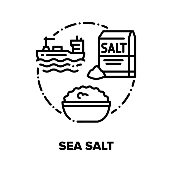 Koncepcja wektora soli morskiej Czarny ilustracje — Wektor stockowy