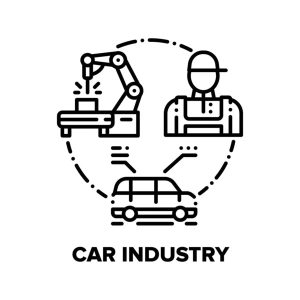 Automobil-Industrie Vektor-Konzept Schwarze Illustrationen — Stockvektor