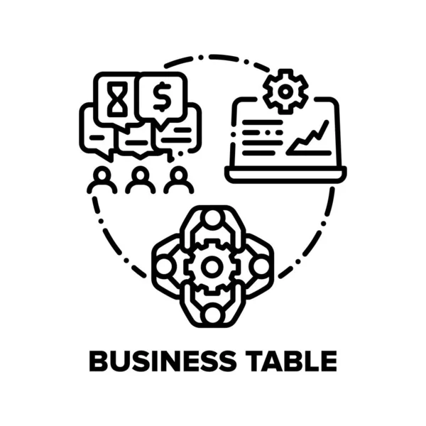 Business Table Vector Concept Zwarte Illustraties — Stockvector