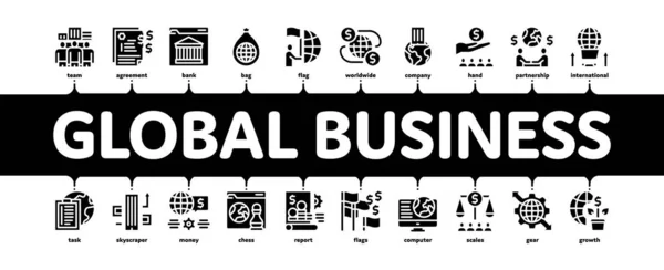 Global Business Finance Strategie Minimale Infographic Banner Vector — Stockvector