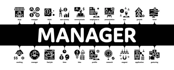 Account Manager Arbeit Minimale Infografik Banner Vektor — Stockvektor