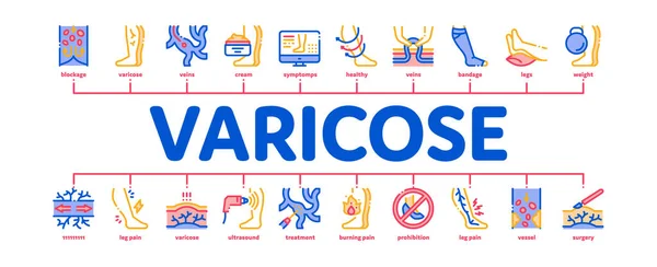 Varicose Veins Disease Minimal Infographic Banner Vector — Stock Vector