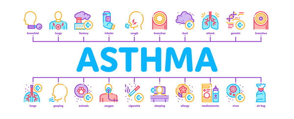 Аллерген астмы Минимальный инфографический вектор