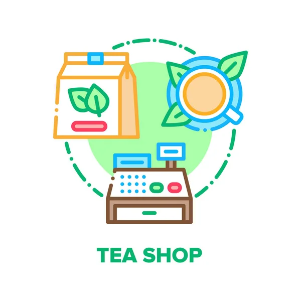 Tea Shop Product Vector Renk Çizimi — Stok Vektör