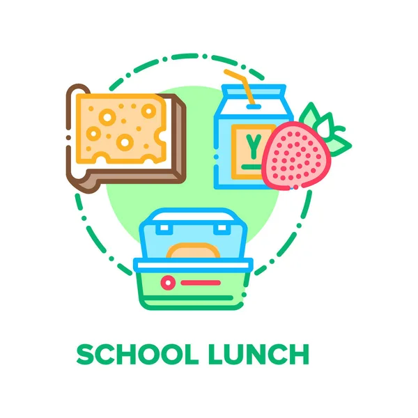 Iskolai ebéd vektor Koncepció Szín Illusztráció lapos — Stock Vector