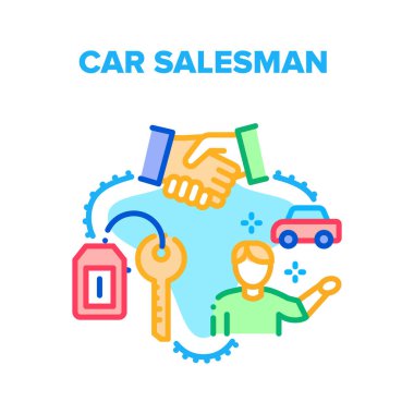 Araba Satıcısı Vektörü Renk İllüstrasyonu