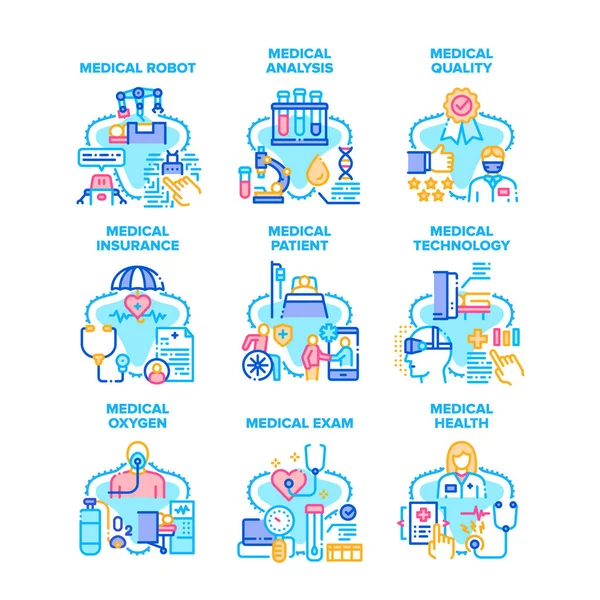 Set de tratamiento médico Iconos Ilustraciones vectoriales — Archivo Imágenes Vectoriales