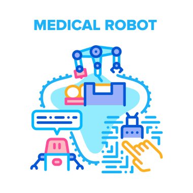 Tıbbi Robot Vektör Renk Çizimi