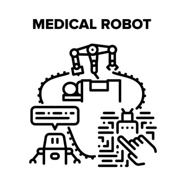 Tıbbi Robot Vektör Renk Çizimi