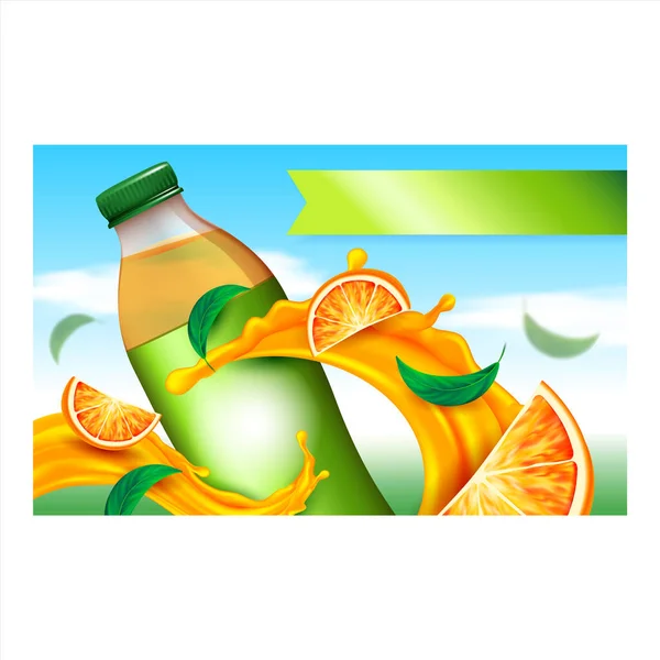 Креативный рекламный плакат апельсинового ледяного чая — стоковый вектор