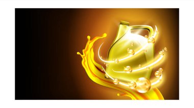 Motor Sentetik Yağ Reklam Sancak Vektörü İllüstrasyonu