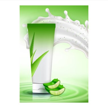 Aloe Vera Yaratıcı Reklam Sancak Vektörünü Temizle