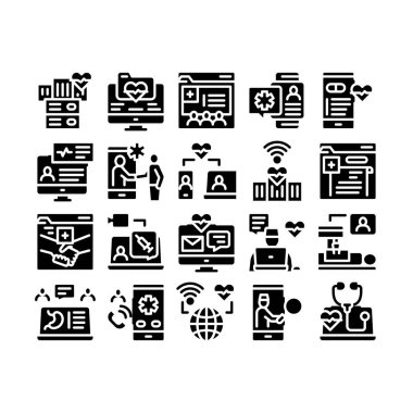 Teletıp Tedavi Kabartması Vektör İllüstrasyonunu Düzleştir