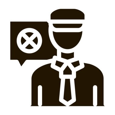 Polis glyph ikon vektörünü reddetti. Polis İnkâr İşareti. izole edilmiş sembol çizimi