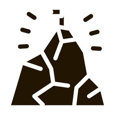 Dağ sembolü vektöründeki bayrak. Dağ tabelasında bayrak. izole edilmiş sembol çizimi