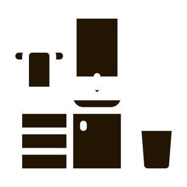 Aynalı Simge Vektör Kabartmalı Lavabo