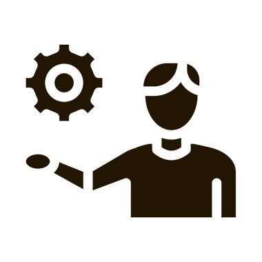 Man Hold Teçhizat Simgesi Vektör Çizimi